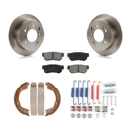 Rear Disc Rotors Semi-Metallic Pads Parking Brake Shoes Hardware Kit For Hyundai Elantra K8S-104787