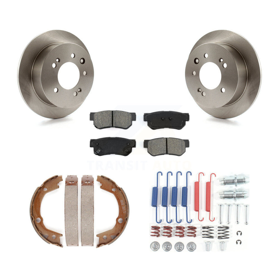 Rear Disc Rotors Semi-Metallic Pads Parking Brake Shoes Hardware Kit For Hyundai Elantra K8S-104787