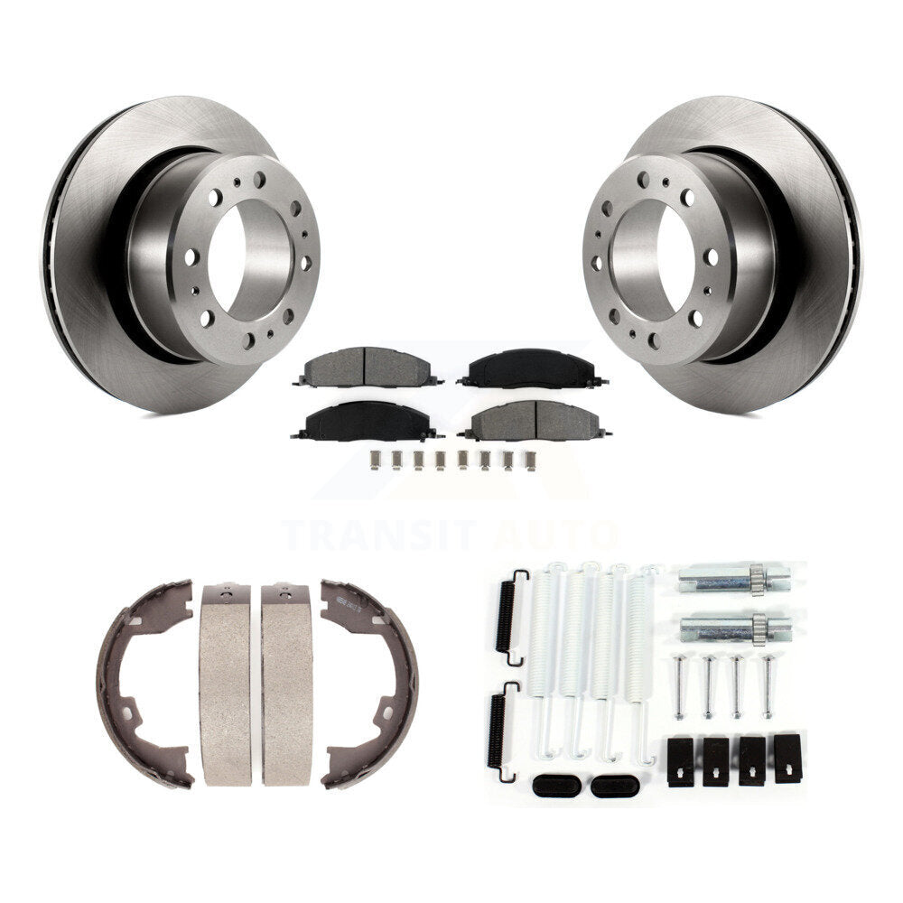 Rear Disc Rotors Semi-Metallic Pads Parking Brake Shoes And Hardware Kit For Ram 1500 K8S-104790