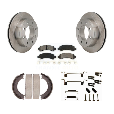 Rear Disc Rotors Semi-Metallic Pads Parking Shoes Hardware Kit For Chevrolet Express 2500 K8S-104803