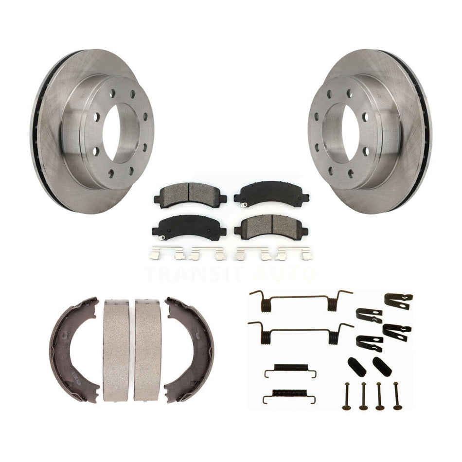Rear Disc Rotors Semi-Metallic Pads Parking Shoes Hardware Kit For Chevrolet Express 2500 K8S-104803