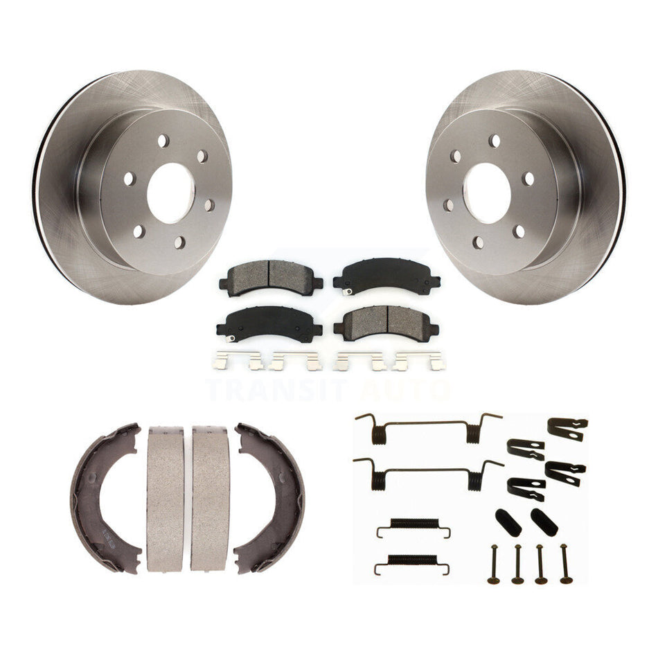 Rear Disc Rotors Semi-Metallic Pads Parking Shoes Hardware Kit For Chevrolet Express 2500 K8S-104804
