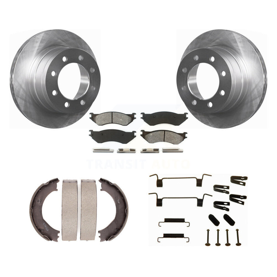 Rear Disc Rotors Semi-Metallic Pads Parking Shoes & Hardware Kit For Dodge Ram 2500 3500 K8S-104809