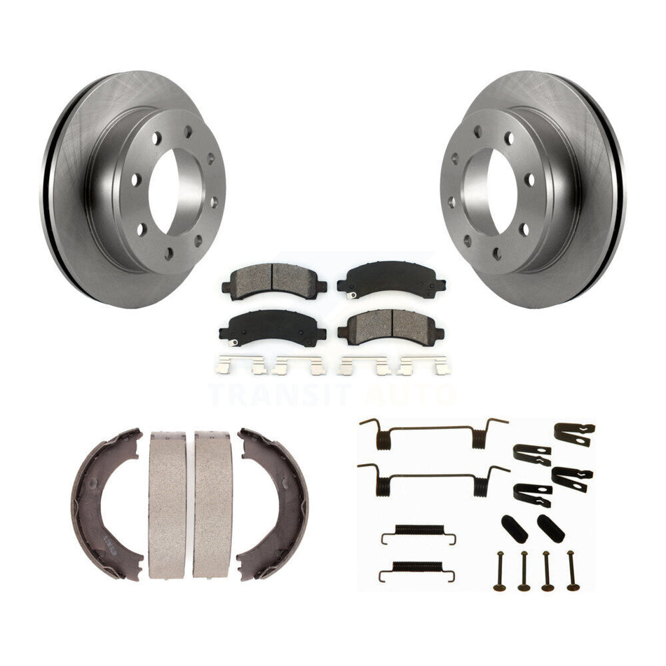 Rear Disc Rotors Semi-Metallic Pads Parking Shoes Hardware Kit For Chevrolet Express 3500 K8S-104813