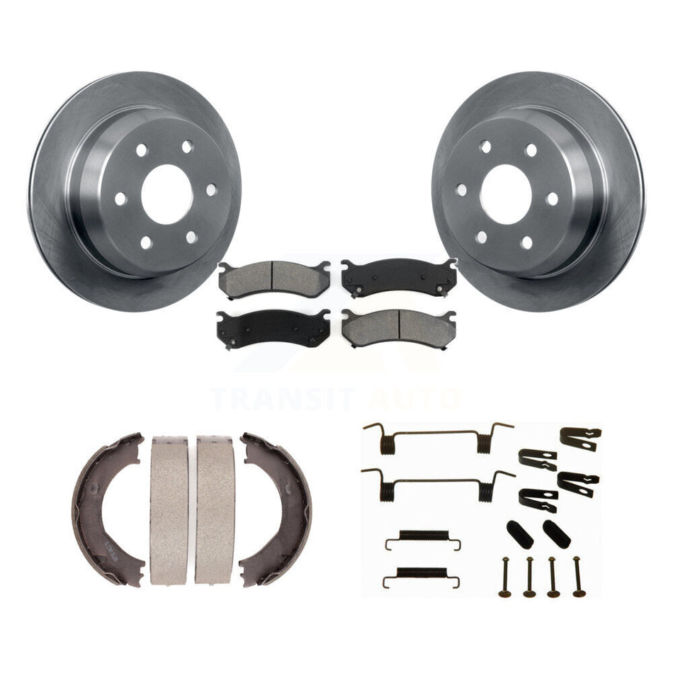 Rear Disc Rotors Semi-Metallic Pads Parking Shoes Hardware Kit For Chevrolet Silverado HD K8S-104815