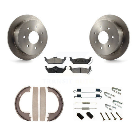 Rear Disc Rotors Semi-Metallic Pads Parking Brake Shoes And Hardware Kit For Ford F-150 K8S-104831