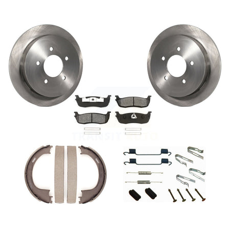 Rear Disc Rotors Semi-Metallic Pads Parking Shoes & Hardware Kit For Ford F-150 Heritage K8S-104833