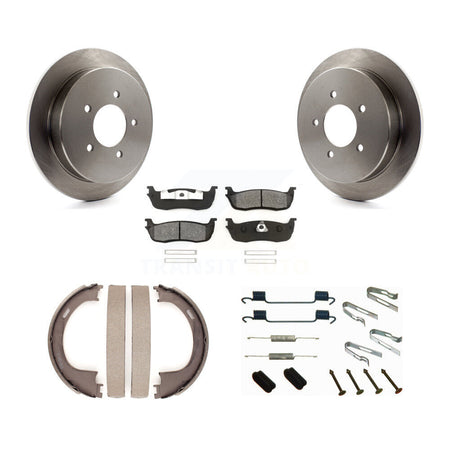 Rear Disc Rotors Semi-Metallic Pads Parking Shoes Hardware Kit For Ford F-150 Expedition K8S-104835