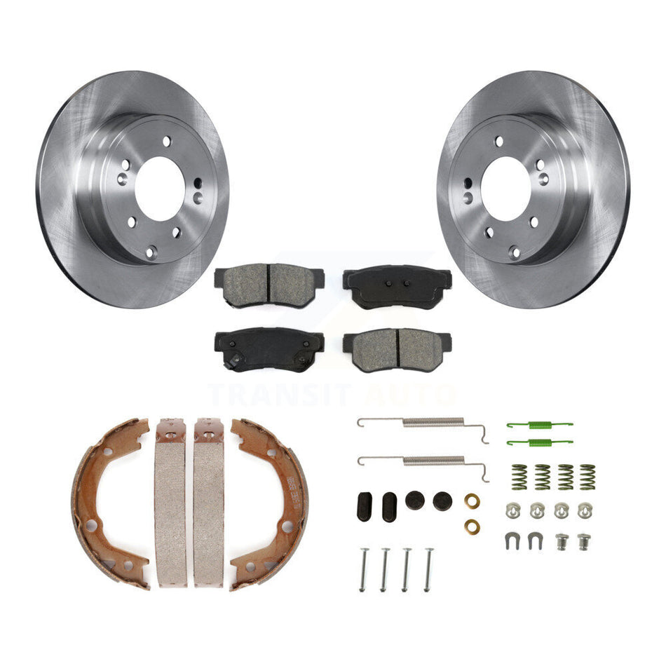 Rear Disc Rotors Semi-Metallic Pads Parking Shoes & Hardware Kit For Hyundai Sonata 3.3L K8S-104842