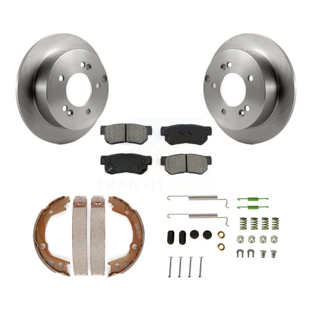 Rear Disc Rotors Semi-Metallic Pads Parking Shoes & Hardware Kit For Hyundai Sonata 2.4L K8S-104843