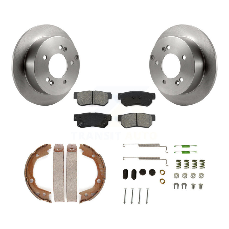Rear Disc Rotors Semi-Metallic Pads Parking Shoes & Hardware Kit For Hyundai Sonata 2.4L K8S-104843