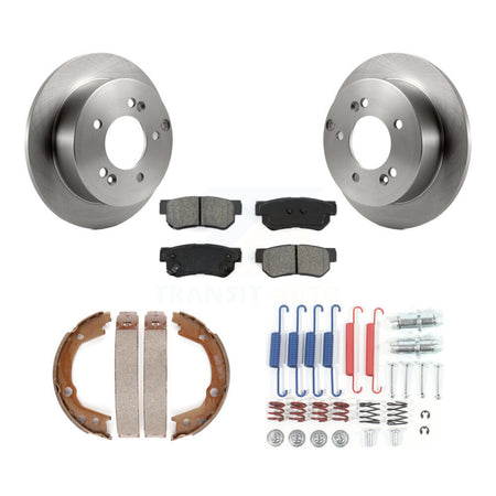 Rear Disc Rotors Semi-Metallic Pads Parking Shoes & Hardware Kit For 2007-2010 Kia Optima K8S-104844