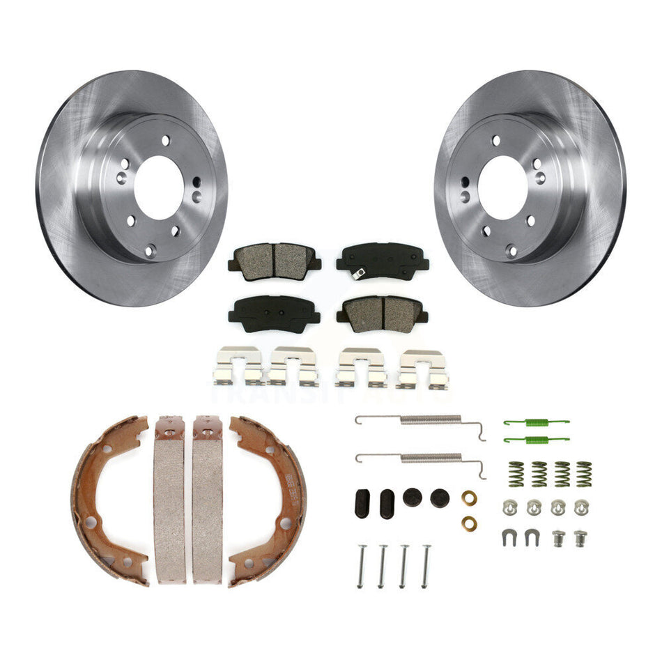 Rear Disc Rotors Semi-Metallic Pads Parking Shoes & Hardware Kit For Hyundai Sonata 3.3L K8S-104845