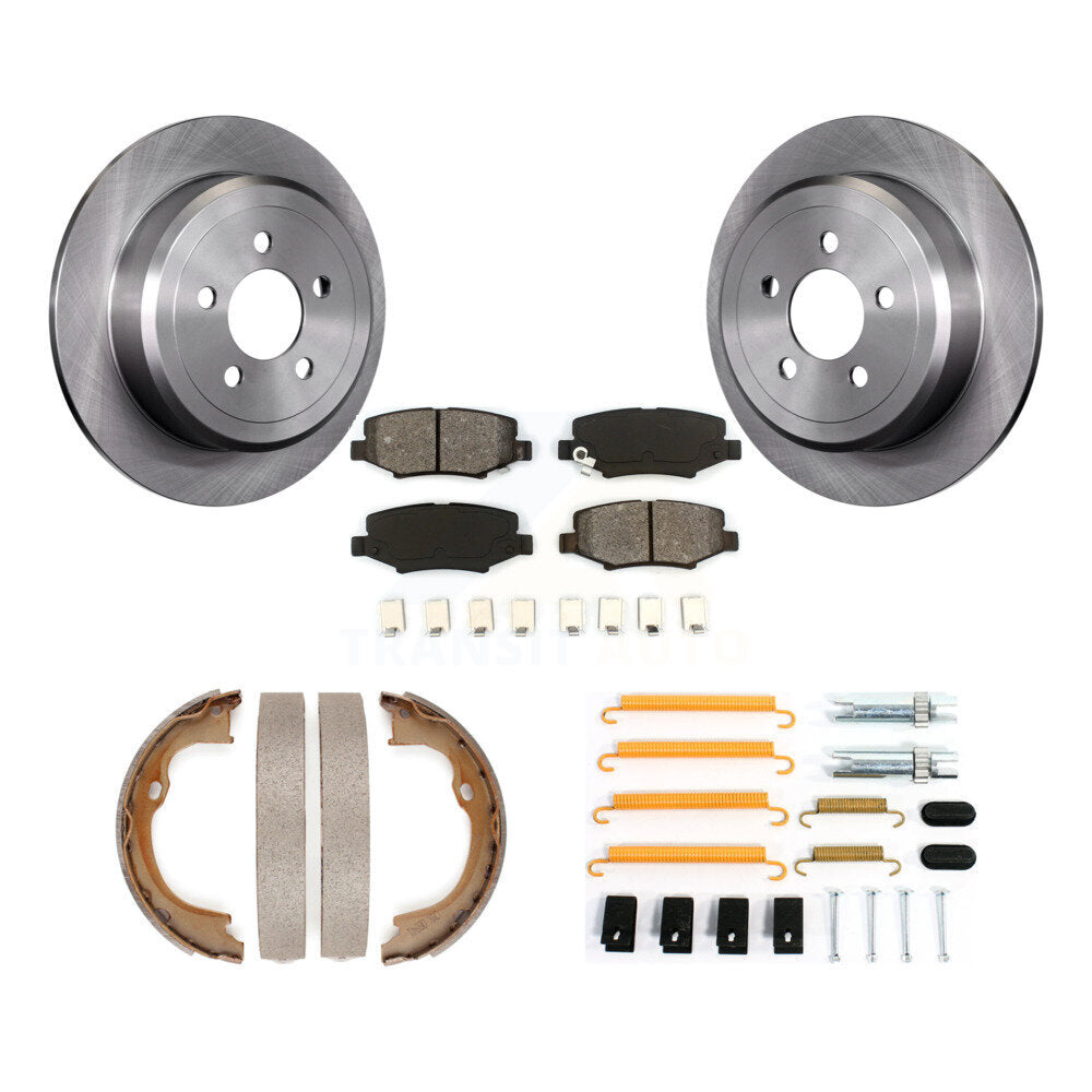 Rear Disc Rotors Semi-Metallic Pads Parking Shoes And Hardware Kit For Jeep Liberty Dodge K8S-104847