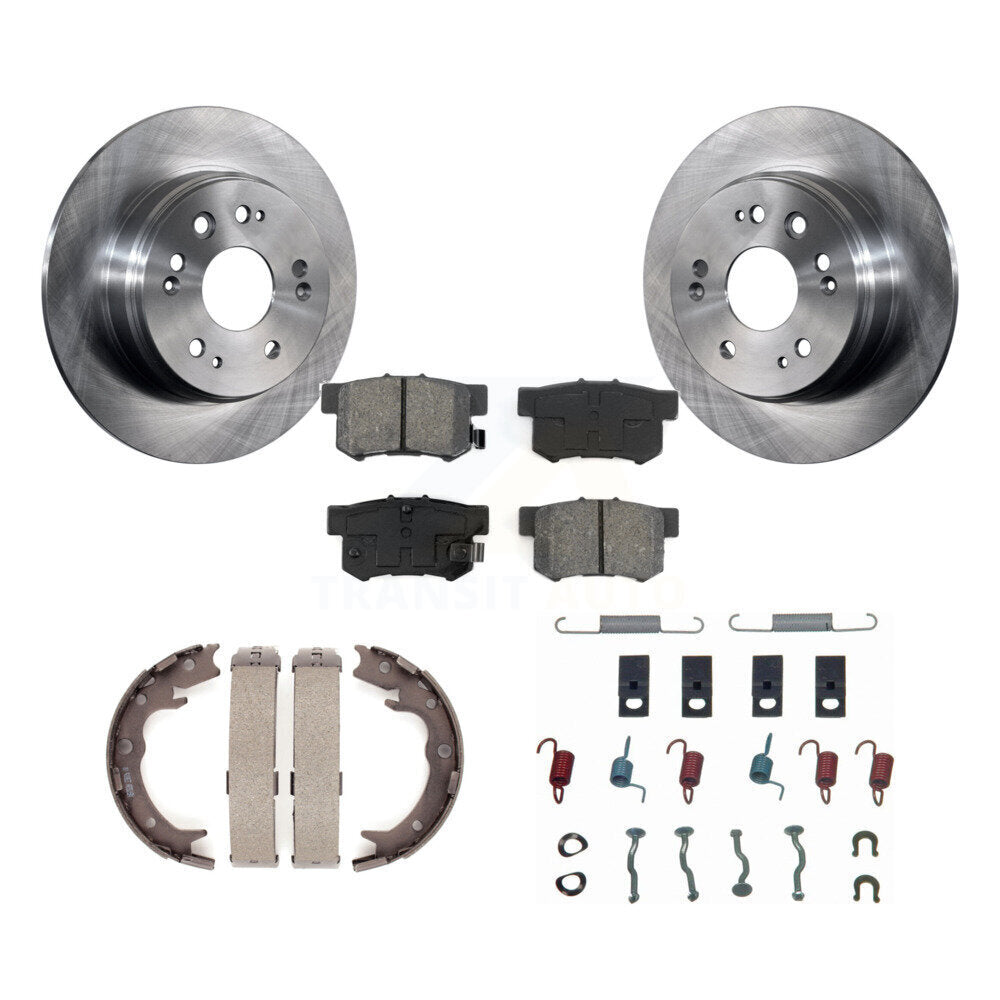 Rear Disc Rotors Semi-Metallic Pads Parking Shoes & Hardware Kit For 2002-2004 Honda CR-V K8S-104850
