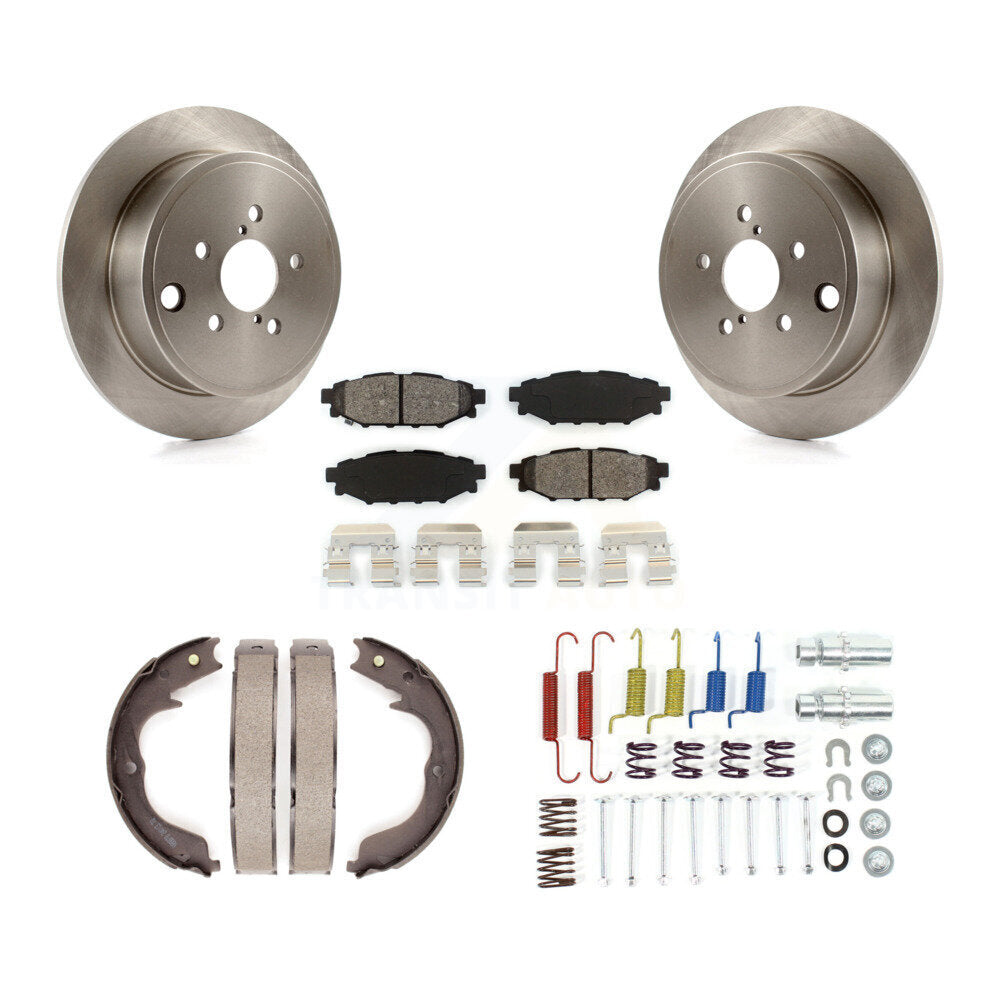 Rear Disc Rotors Semi-Metallic Pads Parking Brake Shoes & Hardware Kit For Subaru Impreza K8S-104852