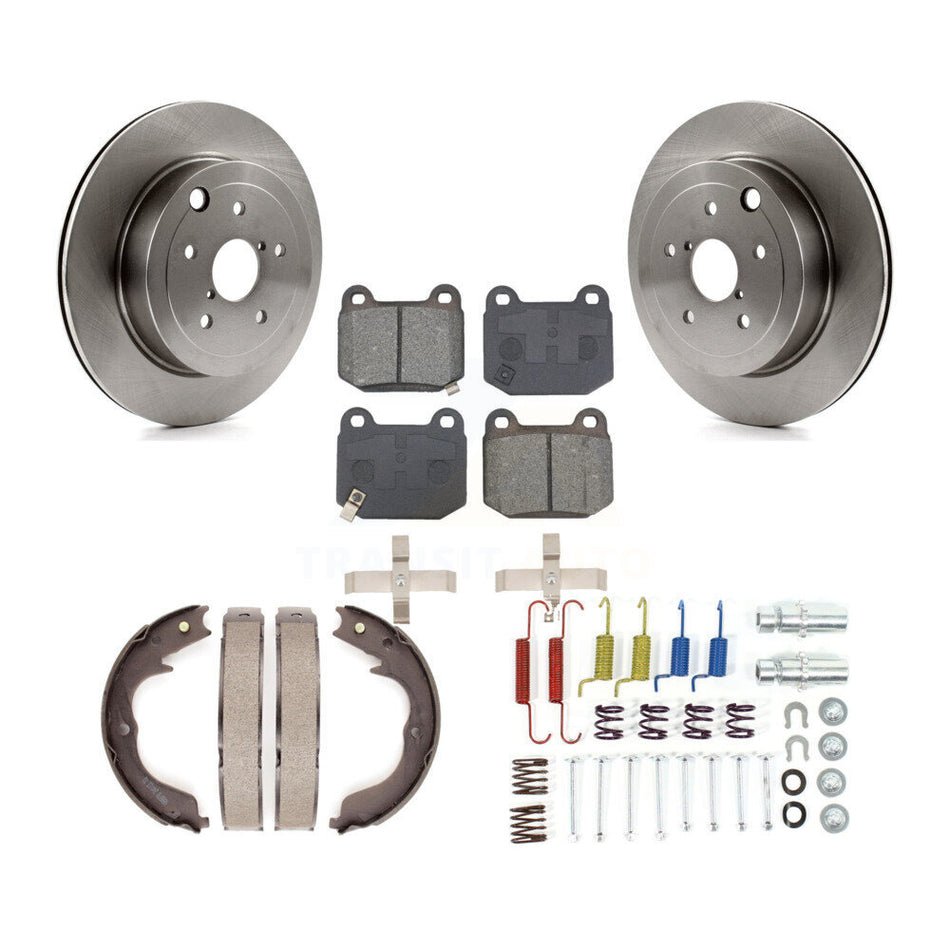 Rear Disc Rotors Semi-Metallic Pads Parking Brake Shoes & Hardware Kit For Subaru Impreza K8S-104856