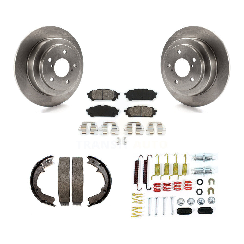 Rear Disc Rotors Semi-Metallic Pads Parking Shoes & Hardware Kit For Subaru Impreza Saab K8S-104858