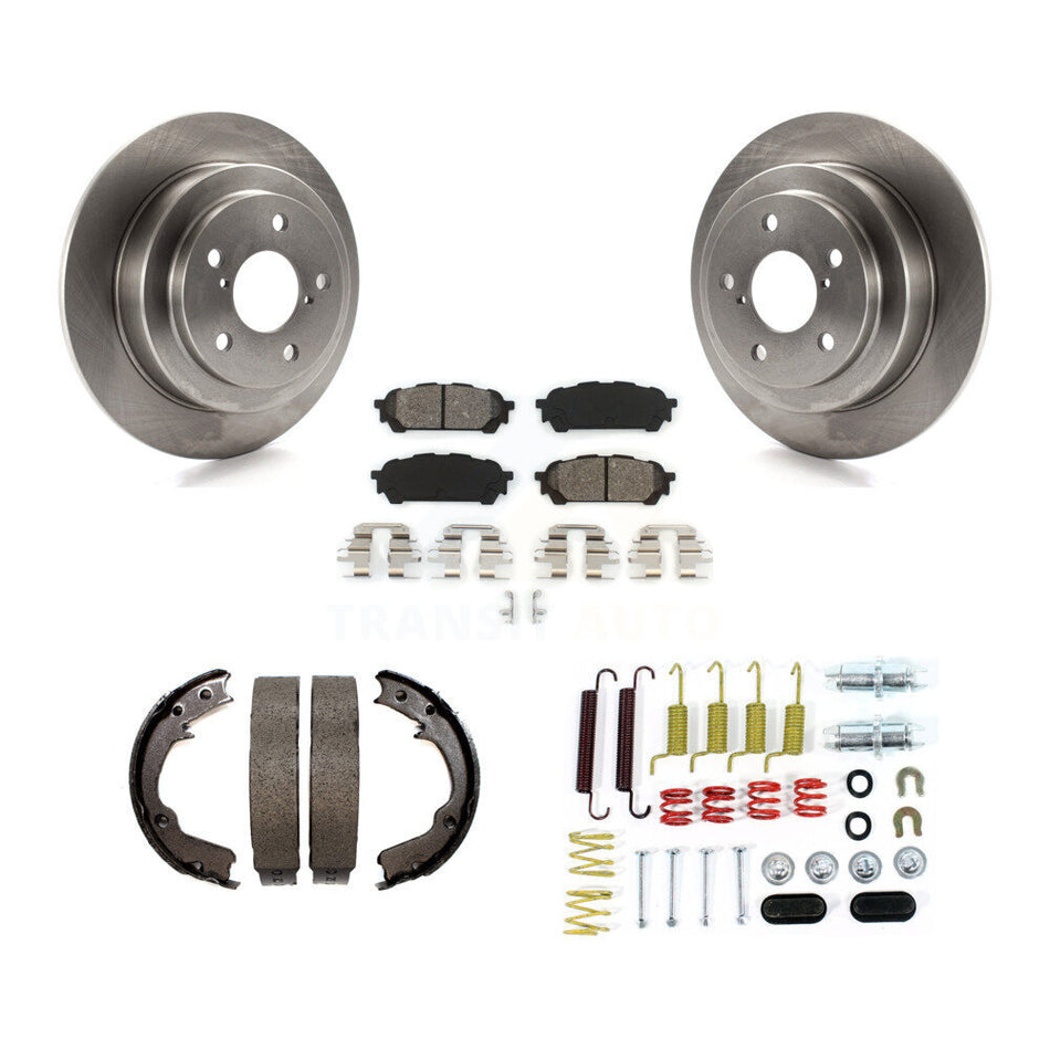 Rear Disc Rotors Semi-Metallic Pads Parking Shoes & Hardware Kit For Subaru Impreza Saab K8S-104858