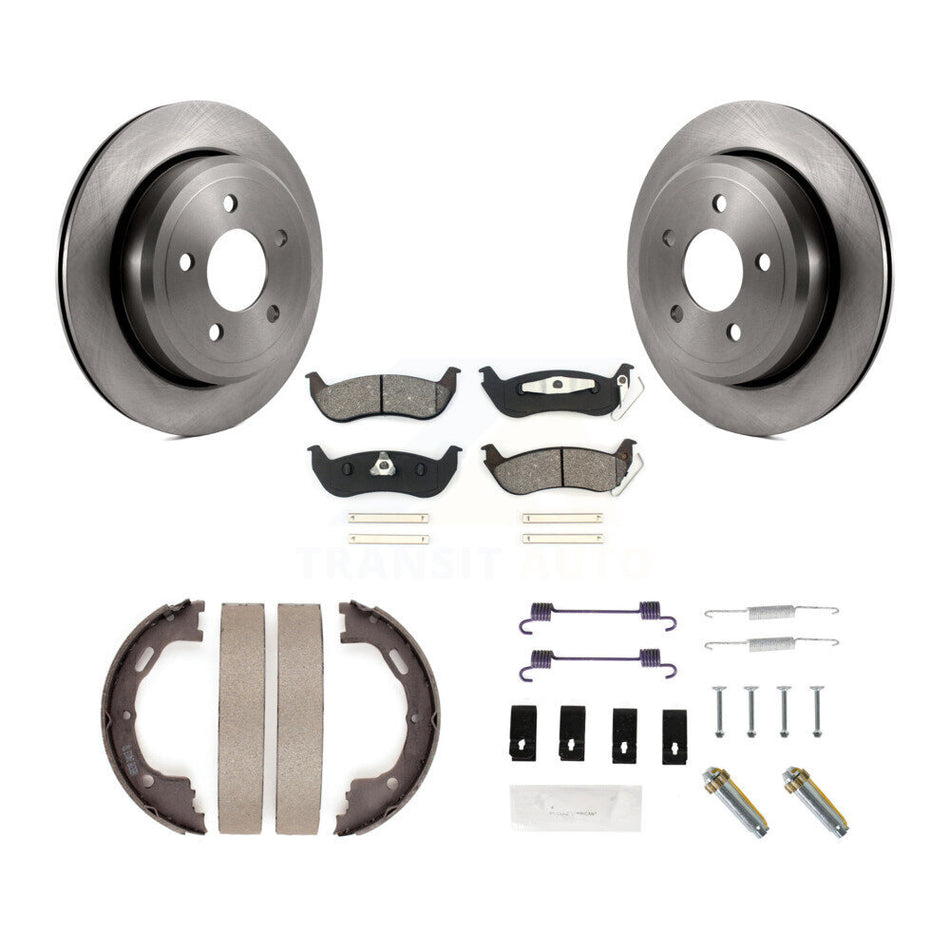 Rear Disc Rotors Semi-Metallic Pads Parking Shoes & Hardware Kit For Ford Crown Victoria K8S-104861