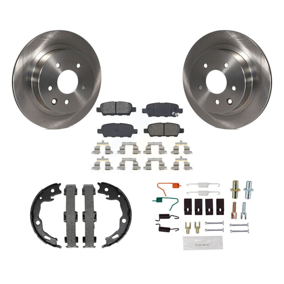 Rear Disc Rotors Semi-Metallic Pads Parking Brake Shoes And Hardware Kit For Nissan Rogue K8S-104863