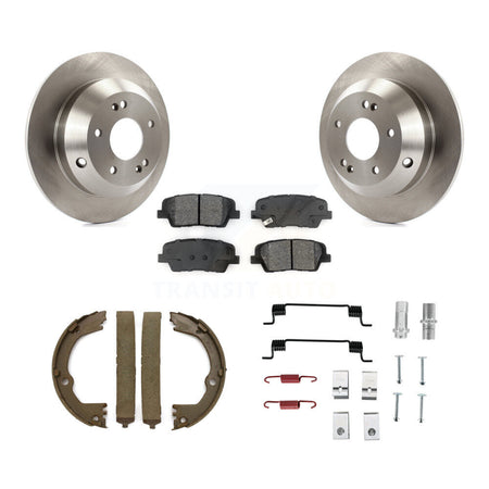 Rear Disc Rotors Semi-Metallic Pads Parking Brake Shoes And Hardware Kit For Kia Sorento K8S-104866
