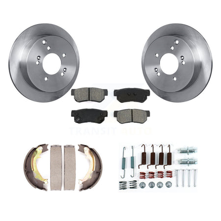 Rear Disc Rotors Semi-Metallic Pads Parking Shoes Hardware Kit For 01-04 Hyundai Santa Fe K8S-104878