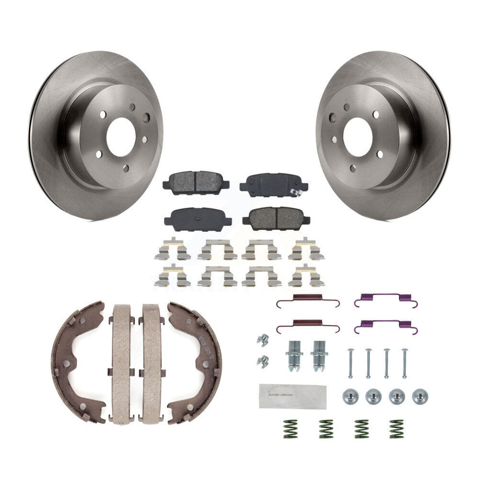Rear Disc Rotors Semi-Metallic Pads Parking Shoes Hardware Kit For INFINITI Nissan Maxima K8S-104883