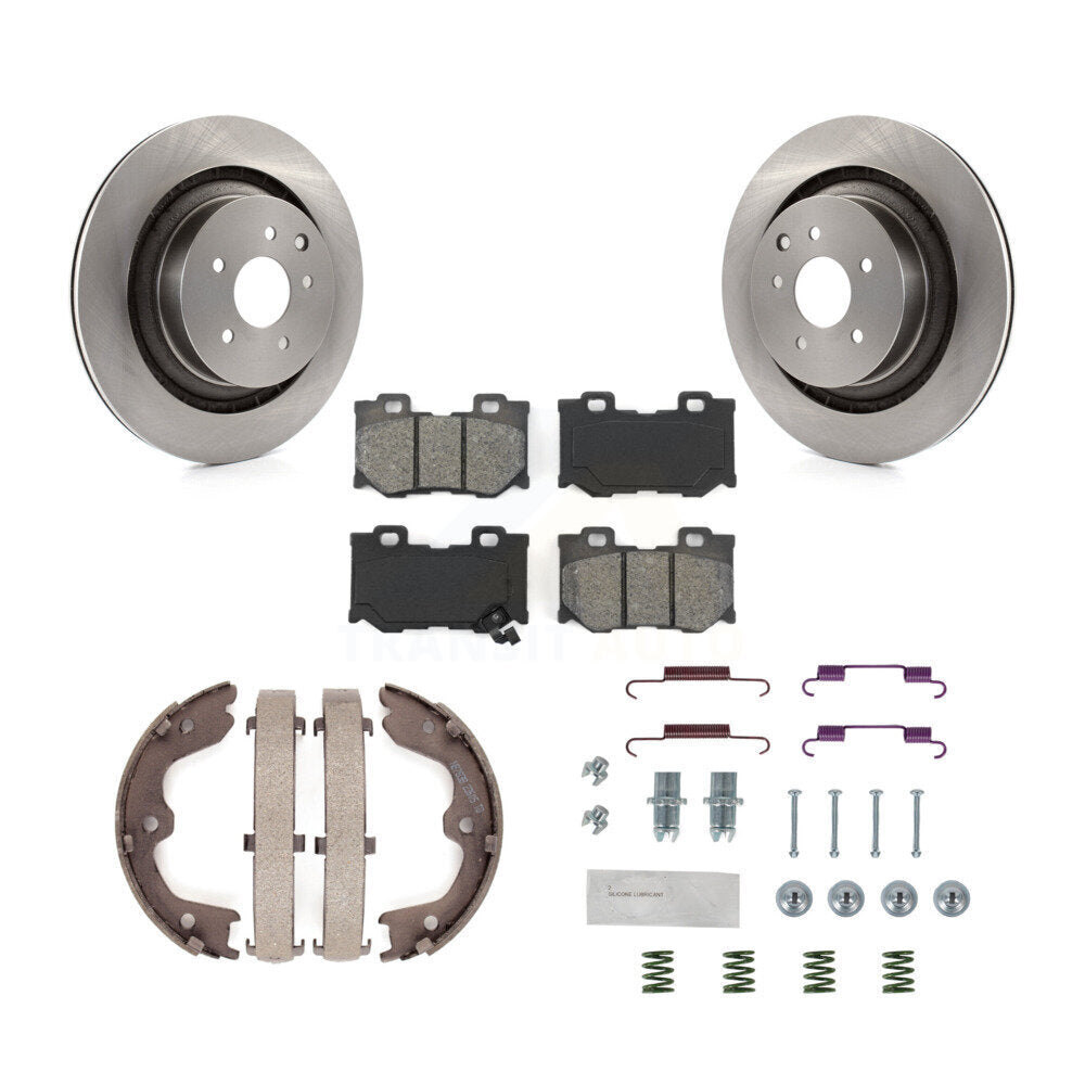 Rear Disc Rotors Semi-Metallic Pads Parking Shoes & Hardware Kit For INFINITI G37 Nissan K8S-104884