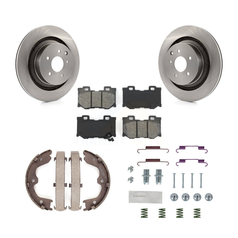 Rear Disc Rotors Semi-Metallic Pads Parking Shoes & Hardware Kit For INFINITI G37 Nissan K8S-104884