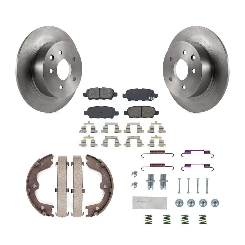 Rear Disc Rotors Semi-Metallic Pads Parking Shoes & Hardware Kit For Nissan Altima Maxima K8S-104887