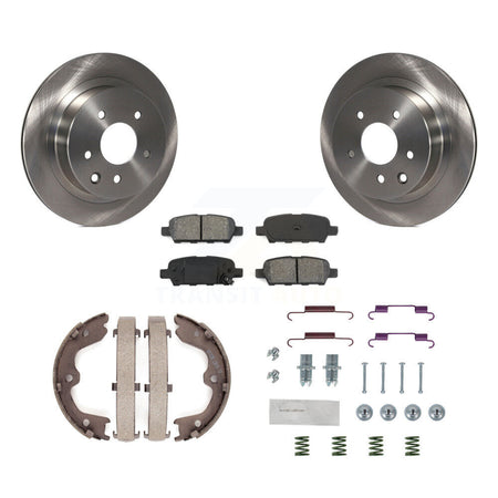Rear Disc Rotors Semi-Metallic Pads Parking Shoes & Hardware Kit For INFINITI G35 Nissan K8S-104891