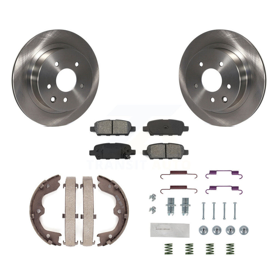 Rear Disc Rotors Semi-Metallic Pads Parking Shoes & Hardware Kit For INFINITI G35 Nissan K8S-104891
