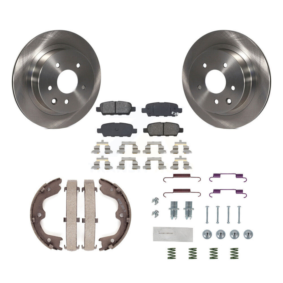 Rear Disc Rotors Semi-Metallic Pads Parking Shoes & Hardware Kit For INFINITI G35 Nissan K8S-104891