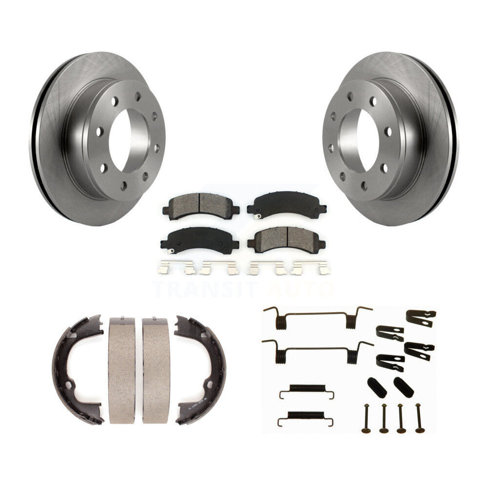 Rear Disc Rotors Semi-Metallic Pads Parking Shoes & Hardware Kit For Chevrolet GMC Savana K8S-104893