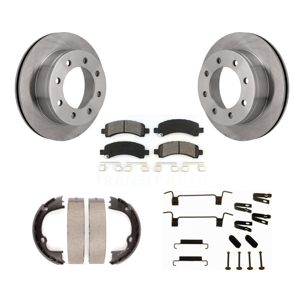 Rear Disc Rotors Semi-Metallic Pads Parking Shoes & Hardware Kit For Chevrolet GMC Savana K8S-104894