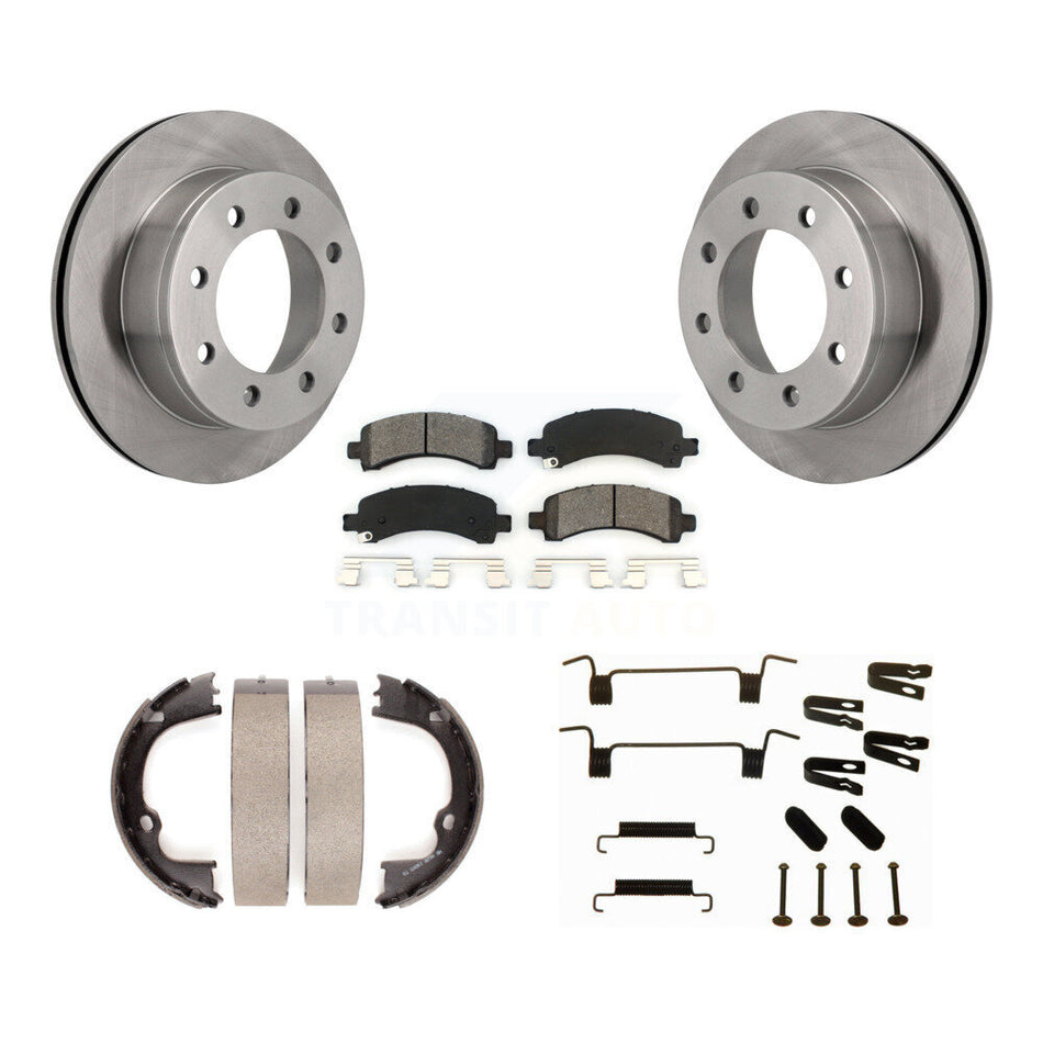 Rear Disc Rotors Semi-Metallic Pads Parking Shoes & Hardware Kit For Chevrolet GMC Savana K8S-104894