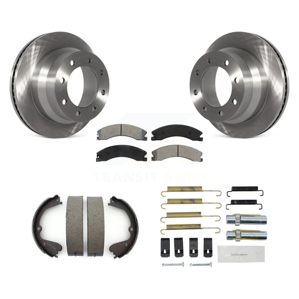 Rear Disc Rotors Semi-Metallic Pads Parking Shoes Hardware Kit For Chevrolet Express 3500 K8S-104895