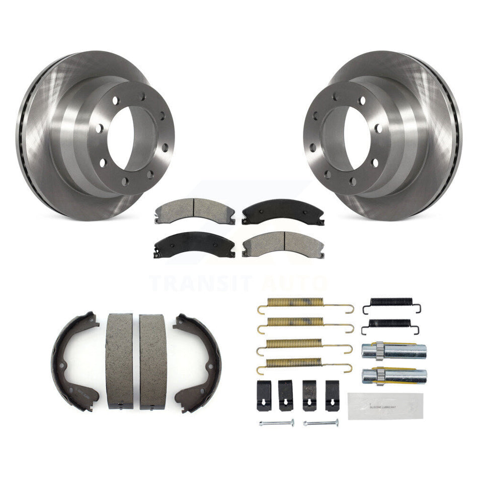 Rear Disc Rotors Semi-Metallic Pads Parking Shoes Hardware Kit For Chevrolet Express 3500 K8S-104895