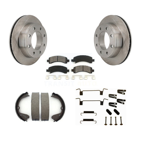 Rear Disc Rotors Semi-Metallic Pads Parking Brake Shoes Hardware Kit For GMC Savana 3500 K8S-104898