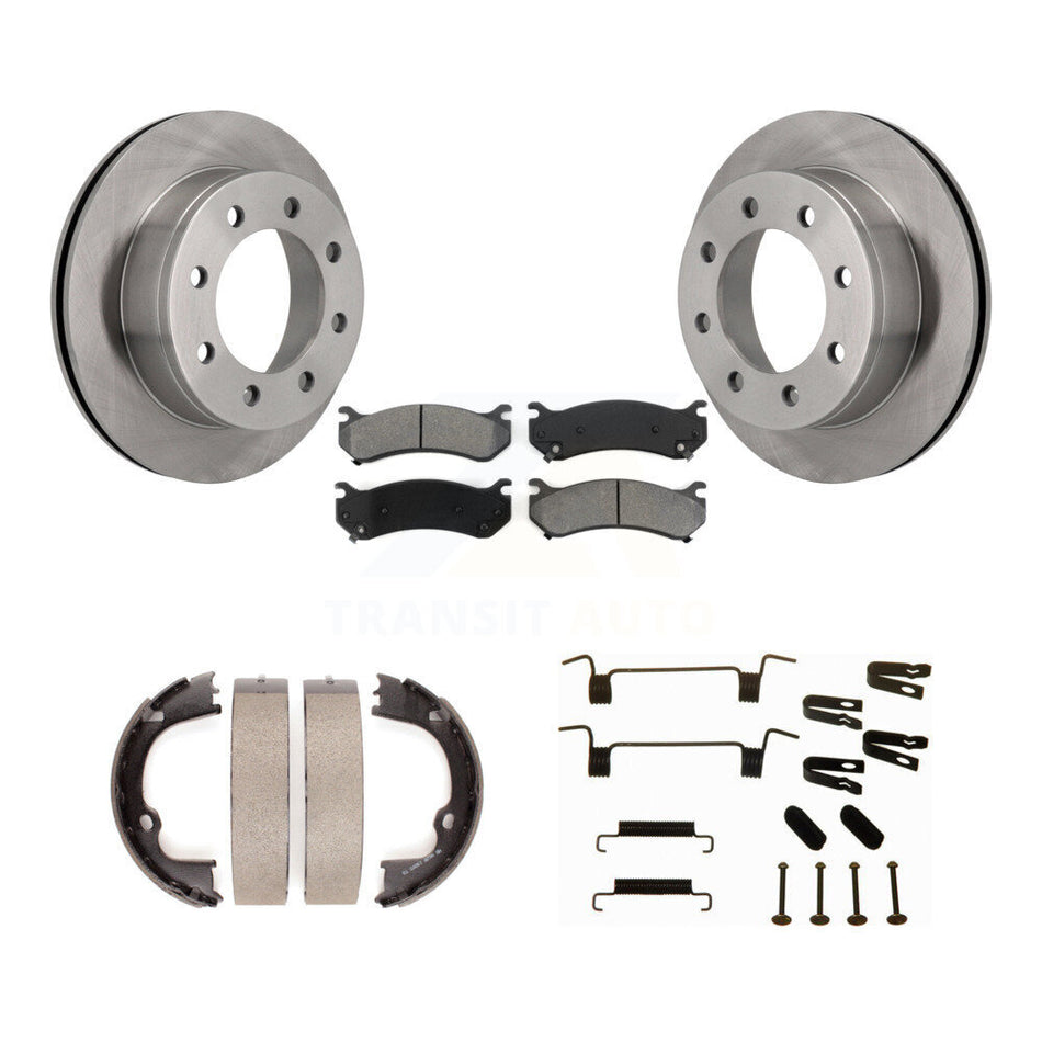 Rear Disc Rotors Semi-Metallic Pads Parking Shoes Hardware Kit For Chevrolet GMC 2500 HD K8S-104900