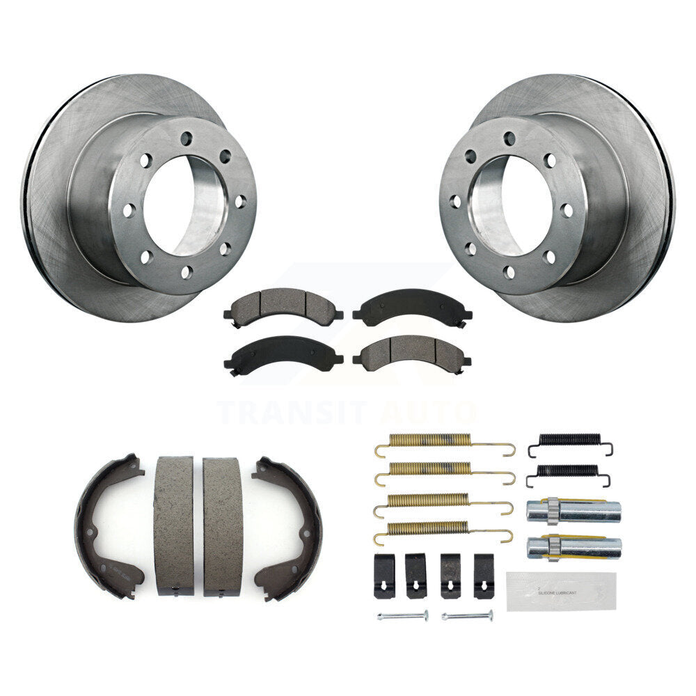 Rear Disc Rotors Semi-Metallic Pads Parking Shoes Hardware Kit For Chevrolet Express 3500 K8S-104902