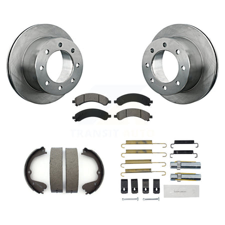 Rear Disc Rotors Semi-Metallic Pads Parking Shoes Hardware Kit For Chevrolet Express 3500 K8S-104902