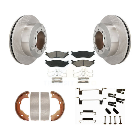 Rear Disc Rotors Semi-Metallic Pads Parking Shoes Hardware Kit For Ford F-450 Super Duty K8S-104907