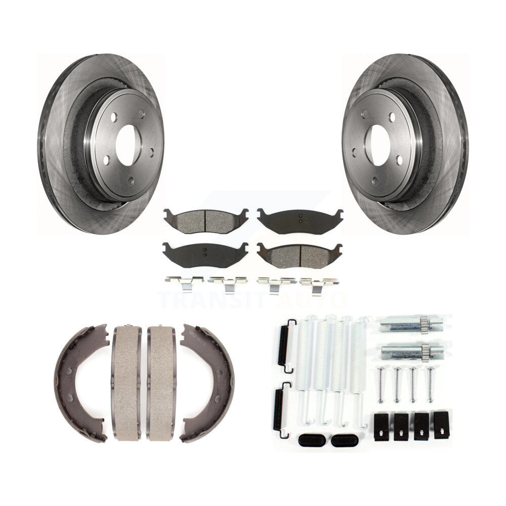 Rear Disc Rotors Semi-Metallic Pads Parking Shoes Hardware Kit For Dodge Ram 1500 Durango K8S-104910
