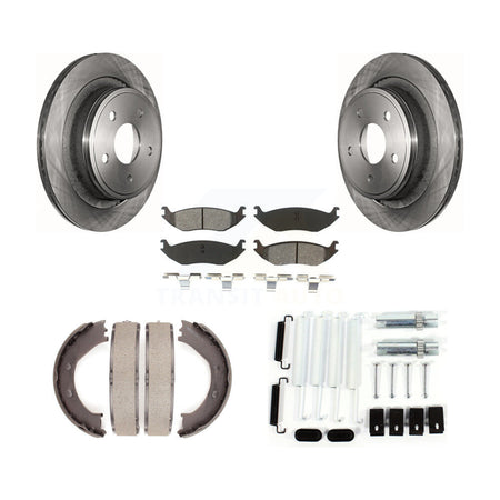 Rear Disc Rotors Semi-Metallic Pads Parking Shoes Hardware Kit For Dodge Ram 1500 Durango K8S-104910