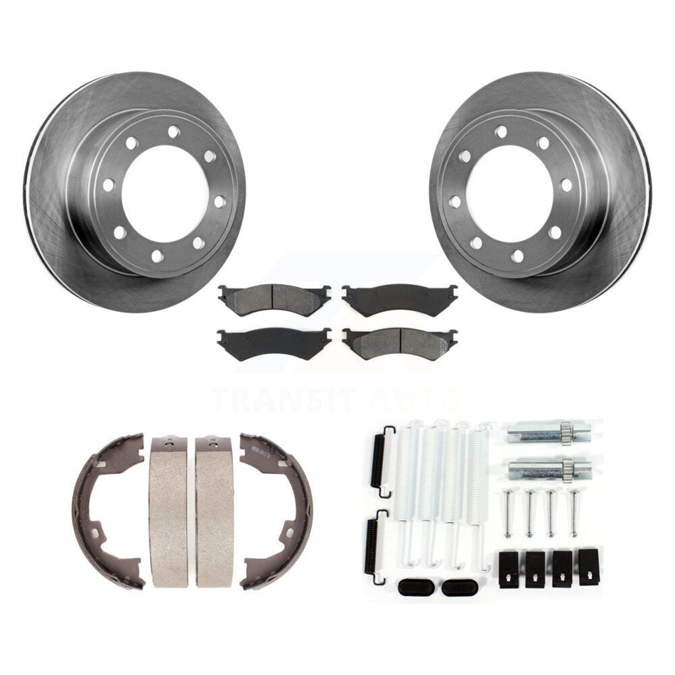 Rear Disc Rotors Semi-Metallic Pads Parking Brake Shoes And Hardware Kit For Ford E-150 K8S-104912