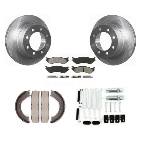Rear Disc Rotors Semi-Metallic Pads Parking Brake Shoes & Hardware Kit For Dodge Ram 1500 K8S-104914