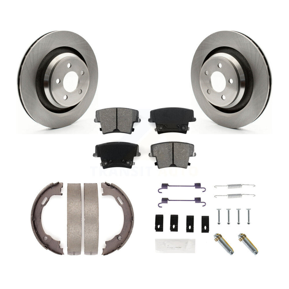 Rear Disc Rotors Semi-Metallic Pads Parking Brake Shoes & Hardware Kit For Dodge Charger K8S-104926