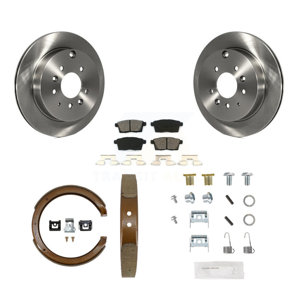 Rear Disc Rotors Semi-Metallic Pads Parking Shoes & Hardware Kit For Ford Edge Mazda CX-7 K8S-104941